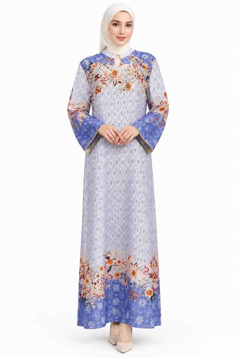 Lavender Diamond Lattice Beaded Abaya