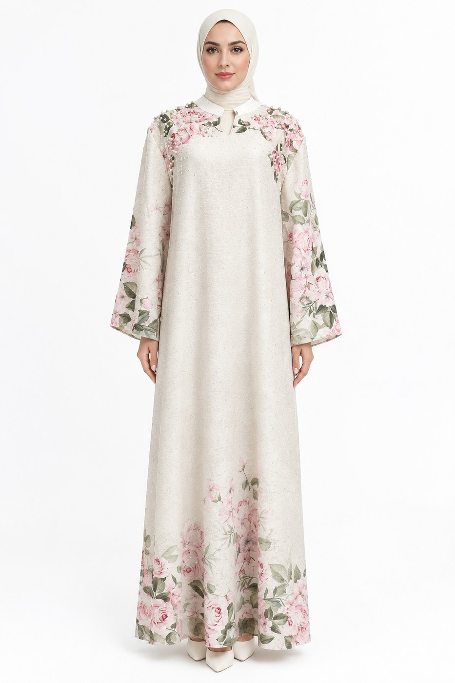 Blush Pink Rose Pearl Abaya